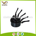 Enamel cookware set, customized printed camping black sauce pan set